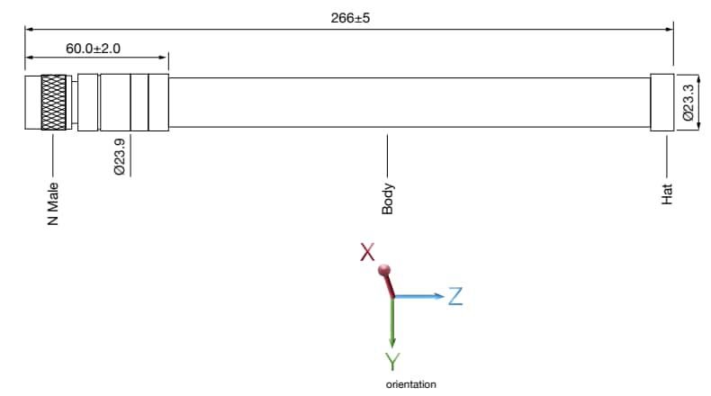 Mechanical Drawing - Siretta Oscar 70 Wi-Fi® Fiberglass Antenna